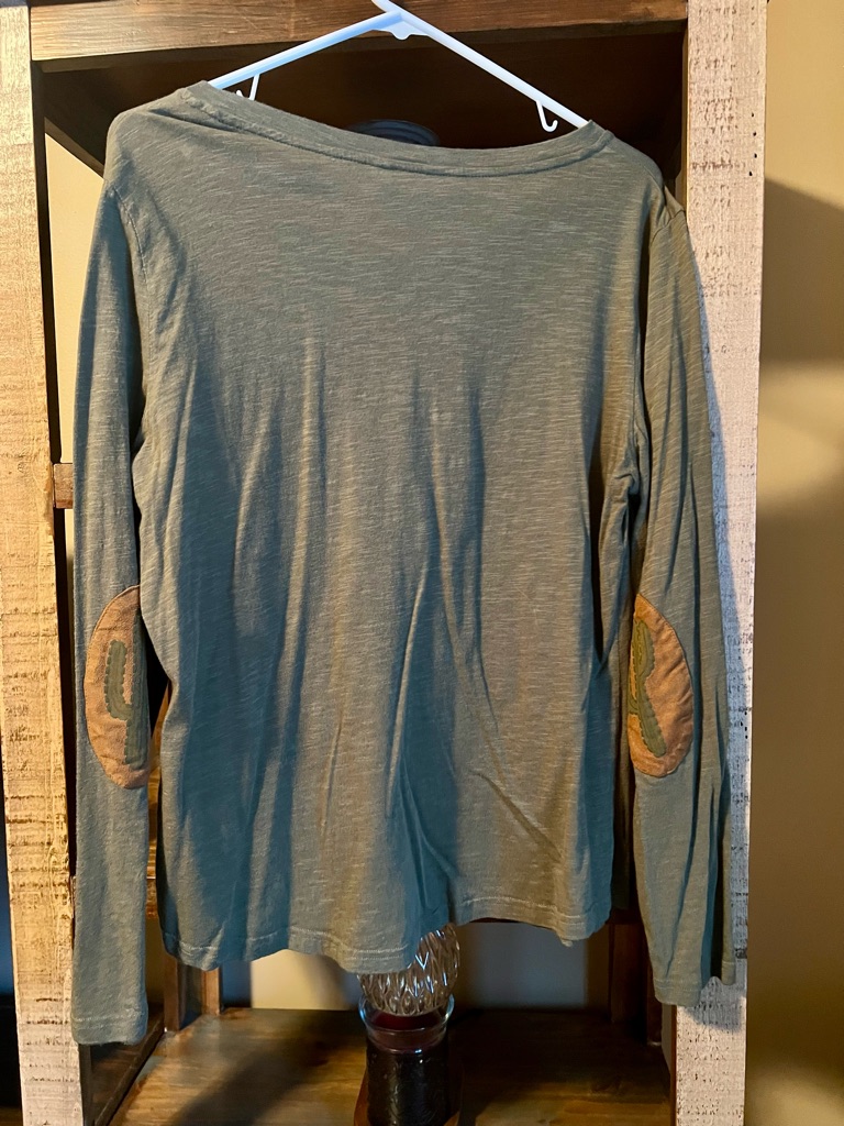 Ariat Long Sleeve Tee With Suede Elbow Patch Detail - Sage Green